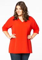 Yoek Wijde blouse v-hals | Rood | Maat 54/56