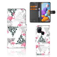 Samsung Galaxy A21s | Telefoonhoesje | Met pasjeshouder | Flamingo Triangle