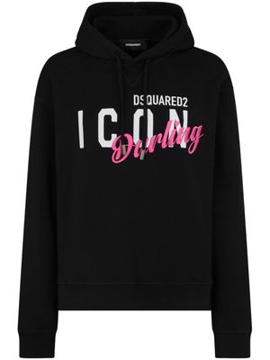 DSQUARED2 hoodie en coton à logo imprimé - Noir