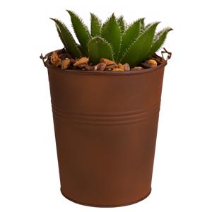 Plantenpot/bloempot emmer voor buiten - zink - roestbruin - D15 x H16 cm