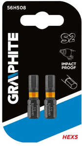 graphite impact bit hex5 x 25 mm 2 stuks 56h508
