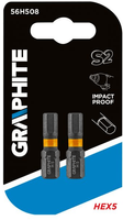 graphite impact bit hex4 x 25 mm 2 stuks 56h507