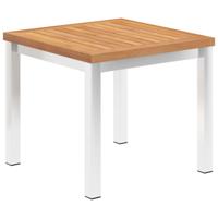 Tuinbijzettafel 45x45x38 cm massief teakhout en roestvrij staal