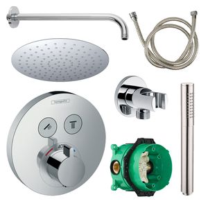 Hansgrohe Select Regendoucheset Inbouw Wanduitloop met Handdouche en Ronde Plaat Chroom