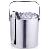 IJsemmer inclusief tang - ijsklontjes houder - rvs - zilver - 14 x 14 cm - Cocktails en bar supplies