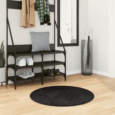 VidaXL Vloerkleed huarte laagpolig zacht wasbaar ø 80 cm zwart
