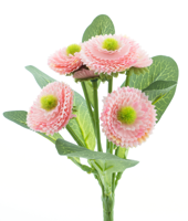 Bellis bush x6 pink 20 cm kunstbloem - Nova nature