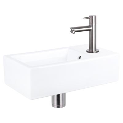 Differnz Force fonteinset keramiek - kraan recht - 40 x 22 x 11.5 cm - mat chroom