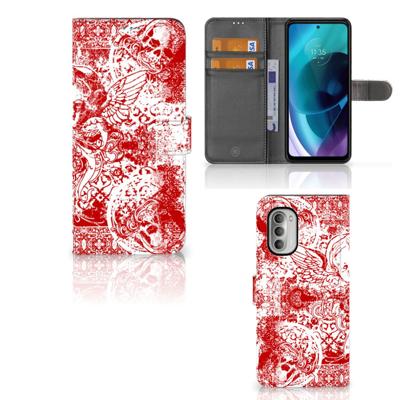 Telefoonhoesje met Naam Motorola Moto G51 5G Angel Skull Rood