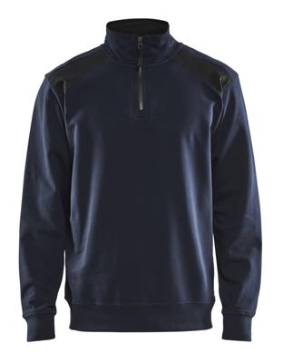 Blåkläder Sweatshirt bicolour met halve rits 33531158 | Donker marineblauw/Zwart | Maat L - 7330509656624