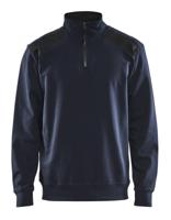Blåkläder Sweatshirt bicolour met halve rits 33531158 | Donker marineblauw/Zwart | Maat M - 7330509656631