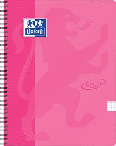 Oxford School Touch spiraalblok, ft A4, 140 bladzijden, geruit 5 mm,  roze