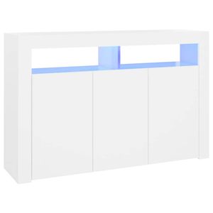 The Living Store Dressoir model LED Verlichting - Wit - 115.5 x 30 x 75 cm - Bewerkt hout