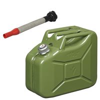 Metalen jerrycan legergroen voor brandstof met magnetische dop 10 liter incl. schenktuit - thumbnail