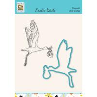 Nellie's Choice • cutting die & clear stamp exotic birds ooievaar