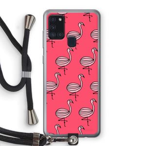 Flamingo: Samsung Galaxy A21s Transparant Hoesje met koord