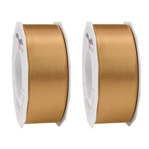 2x Luxe hobby/decoratie bronzen satijnen sierlinten breed 4 cm/40 mm x 25 meter