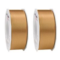 2x Luxe hobby/decoratie bronzen satijnen sierlinten breed 4 cm/40 mm x 25 meter