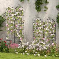 Rankgitter Metaal 4-delige set Decoratieve Tuinhek Vrijstaande Klimsteun Trellis voor in de Grond Zwart 180 x 50 cm