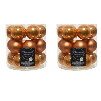 Kleine kerstballen - 54x st - cognac bruin - D4 cm - glas - kerstversiering