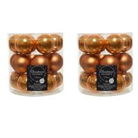 Kleine kerstballen - 54x st - cognac bruin - D4 cm - glas - kerstversiering