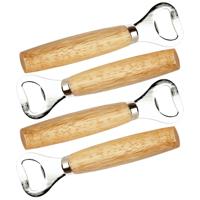 Cosy & Trendy Flessenopener - 4x - hout/metaal - 14 cm - keuken gerei