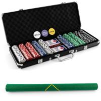 Pokerset met 500 Laserchips | Pokerkoffer Aluminium | Pokerchips | Poker Complete Set | Pokerkoffer met Doek / 2 Pokerdecks (Zwart)