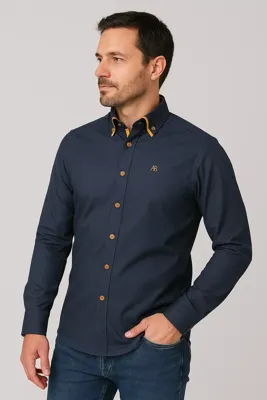 Arya Brand - Herenoverhemd - Blauw - Harde Kraag - Katoen