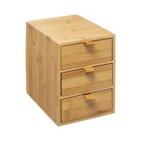 Ladeblokje/bureau organizer 3x lades - bamboe hout - L20 x B15 x H21 cm - lichtbruin