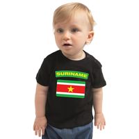 Suriname landen shirtje met vlag zwart voor babys 80 (7-12 maanden)  - - thumbnail