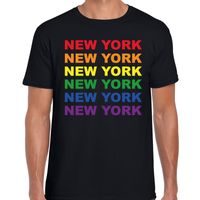 Regenboog New York gay pride zwart t-shirt voor heren - thumbnail