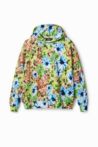 Oversized sweatshirt met bloemenprint - GREEN - S