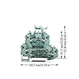 WAGO 2002-2231 Doorgangsklem 2-etages 5.20 mm Spanveer Toewijzing: L, L Grijs 50 stuk(s)