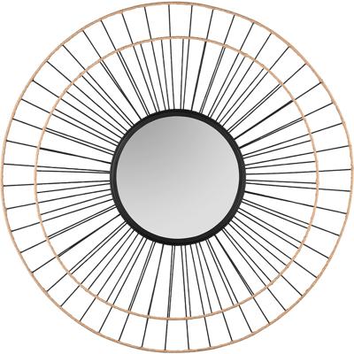 Spiegel - Trion Sterie - Decoratieve Spiegel - Rond - 80cm - Zwart - Metaal