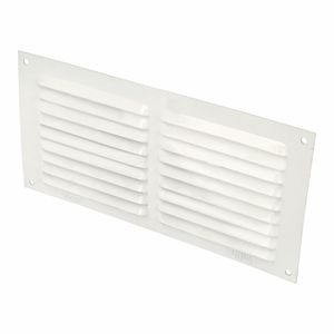 AMIG Ventilatierooster/muurrooster - 100 x 200mm - aluminium - wit - schoepenrooster