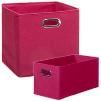 Set van 2x stuks opbergmanden/kastmanden 7 en 29 liter framboos roze van linnen 31 cm - Opbergkisten - thumbnail