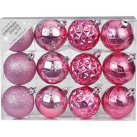 Inge goods Kerstballen - 12 stuks - roze - mat - glans - 6 cm