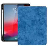 Horizontale Flip leergeval geval met pen sleuf drie-opvouwbare houder & Wake-up/slaapfunctie voor iPad Pro 12 9 (2018) (blauw)