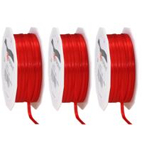 Cadeaulint Satijn - 3x - 0.3 cm x 50 meter - Rood - cadeaus inpakken - sierlint