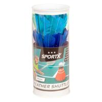 SportX shuttle veren gekleurd in koker, 3st. SportX shuttle veren gekleurd in koker, 3st.
