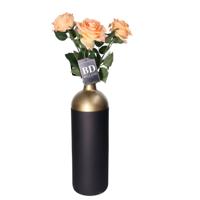 Kunstbloem Roos Dijon - 3x - 64 cm - perzik - zijde - kunstbloemen