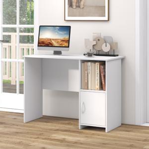 Bureau Computertafel Opbergplank Kast met Deur Bureau met Gaten voor Kabels PC-Tafel Werktafel Wit 106 x 50 x 77,5 cm