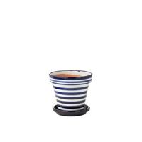 J-Line Flowerpot+Plate Granada Stripes Handmade+Painted Ceramic Cob