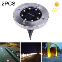 2 stuks 8 LEDs IP44 waterdichte zonne-aangedreven begraven licht SMD 5050 wit licht onder grond Lamp pad manier tuin Decking LED licht