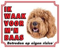 Labradoodle Waakbord - Ik waak voor mijn baas blond