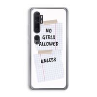 No Girls Allowed Unless: Xiaomi Mi Note 10 Transparant Hoesje