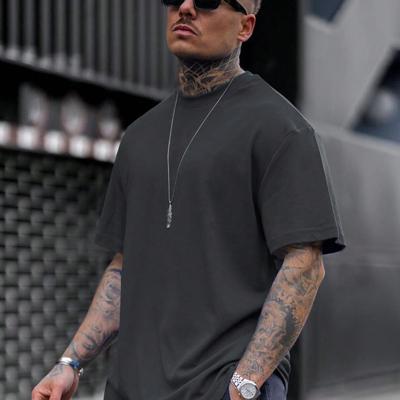 Men's Dark Grey Drop Shoulder Tee - Casual Round Neck T-Shirt Dark Grey / XL