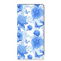 Smart Cover voor Samsung Galaxy A21s Flowers Blue - thumbnail