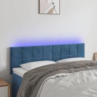Hoofdbord LED 144x5x78/88 cm fluweel donkerblauw