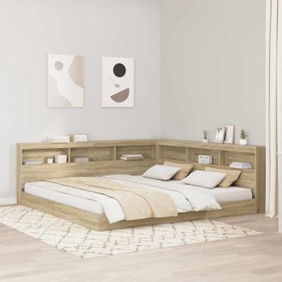 Opberghoofdbord met plank Sonoma eiken 180 cm Bewerkt hout